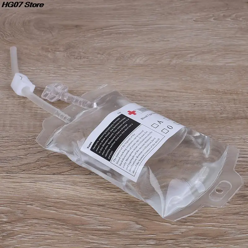 

350ml PVC MaterialReusable Blood Energy Drink Bag Transparent Medical Halloween Vampire Pouch Props