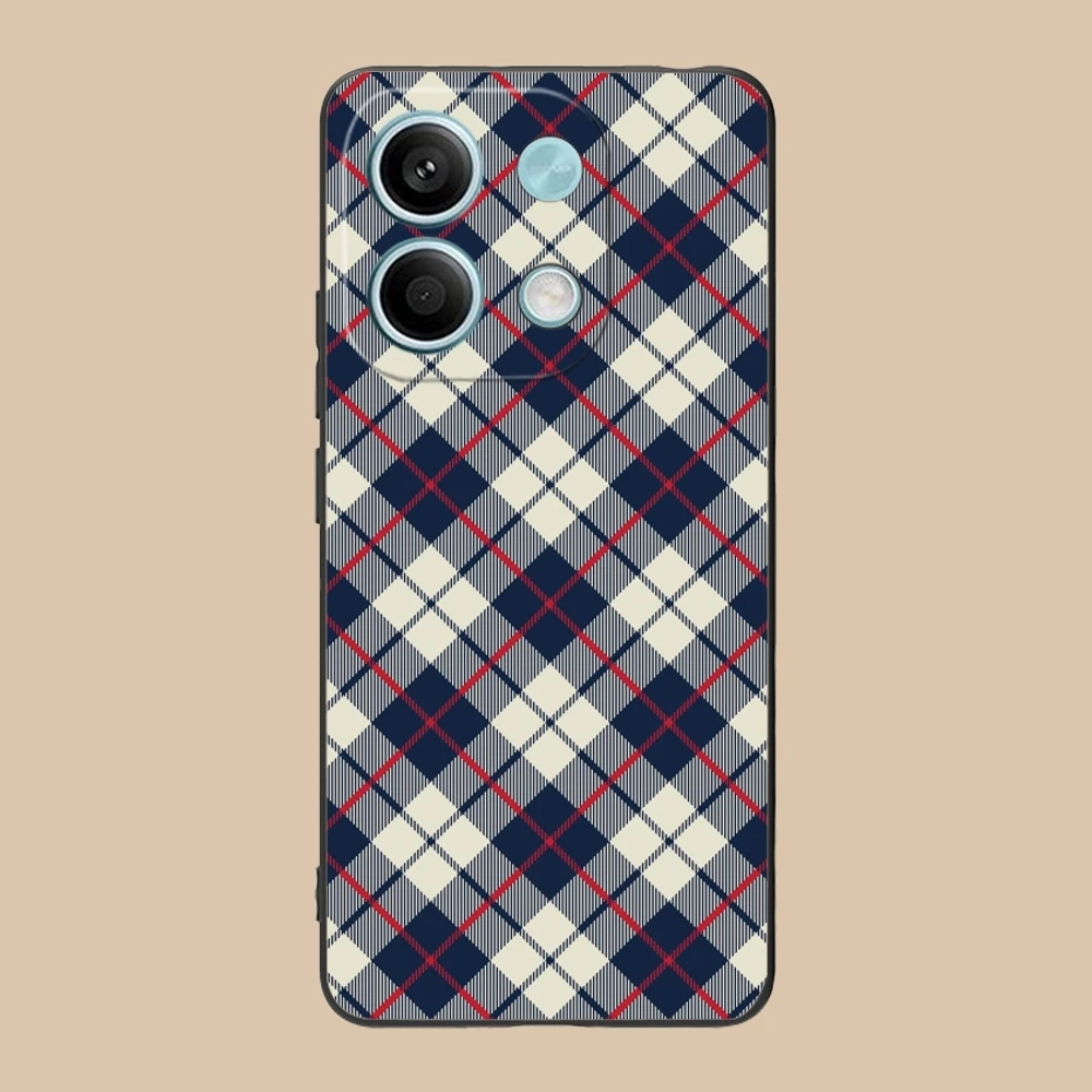 Lattice Grid Texture Mobile Cell Phone Case for Xiaomi POCO M6 M5 M4 M3 X6 X5 X4 X3 F6 F5 F4 F3 F2 C40 Pro GT 5G Black Cover