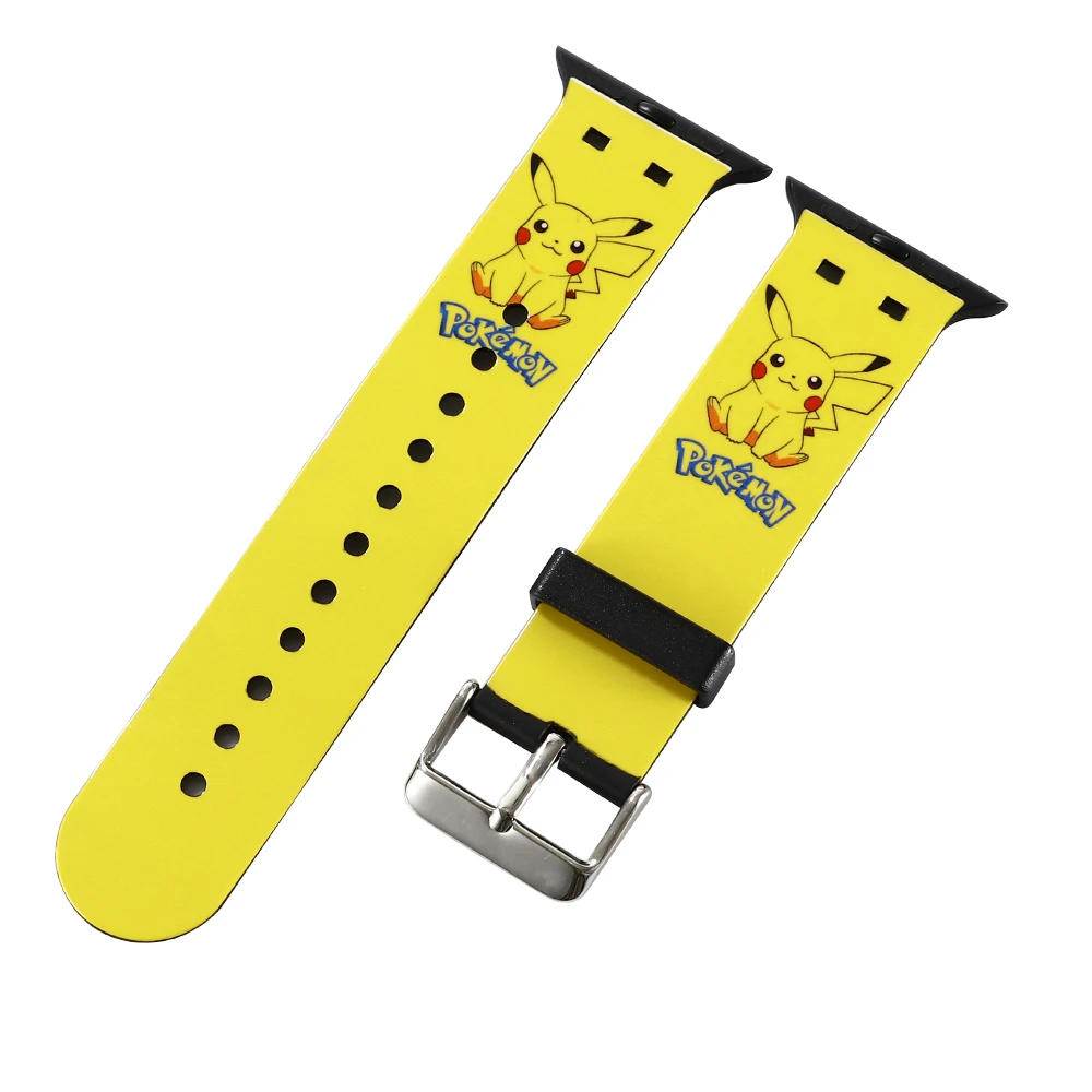 Pokemon Pikachu Silicone Strap for Apple Watch Band 44 45 42 40 38 41 Bracelet IWatch Color Apple Watch 7 6 5 3 SE