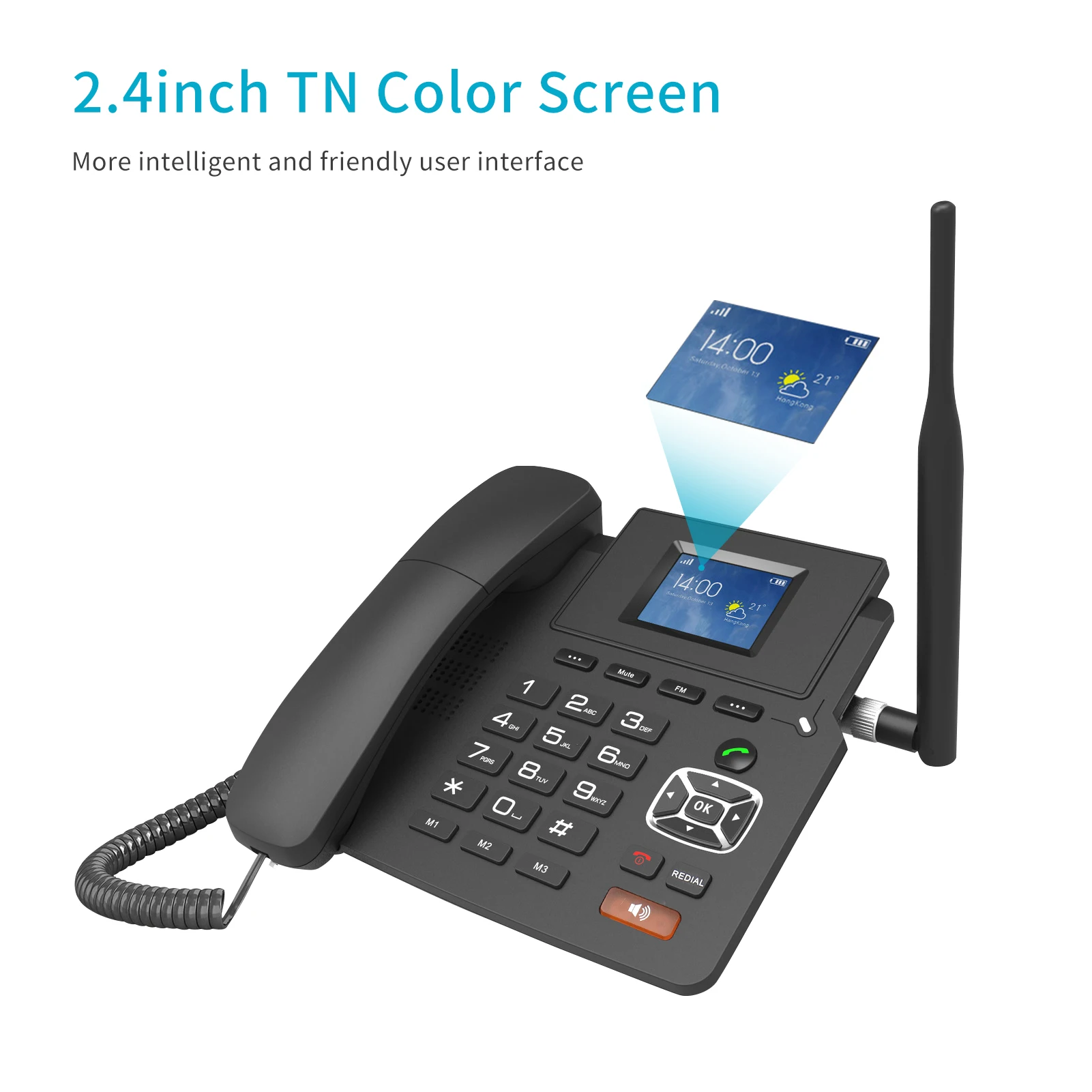 4G Fixed Wireless Telephone VOIP Phone Support 2 SIP Accounts WIFI SIM Card with Antenna LCD Screen Auto Answer