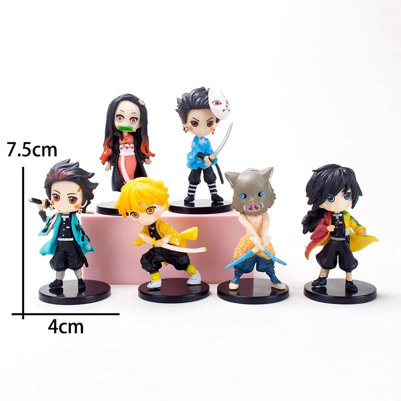 

6PCS Anime Demon Slayer Figure Kimetsu No Yaiba Figure Posket Kamado Tanjirou Kamado Nezuko Agatsuma PVC Dolls Model Toys