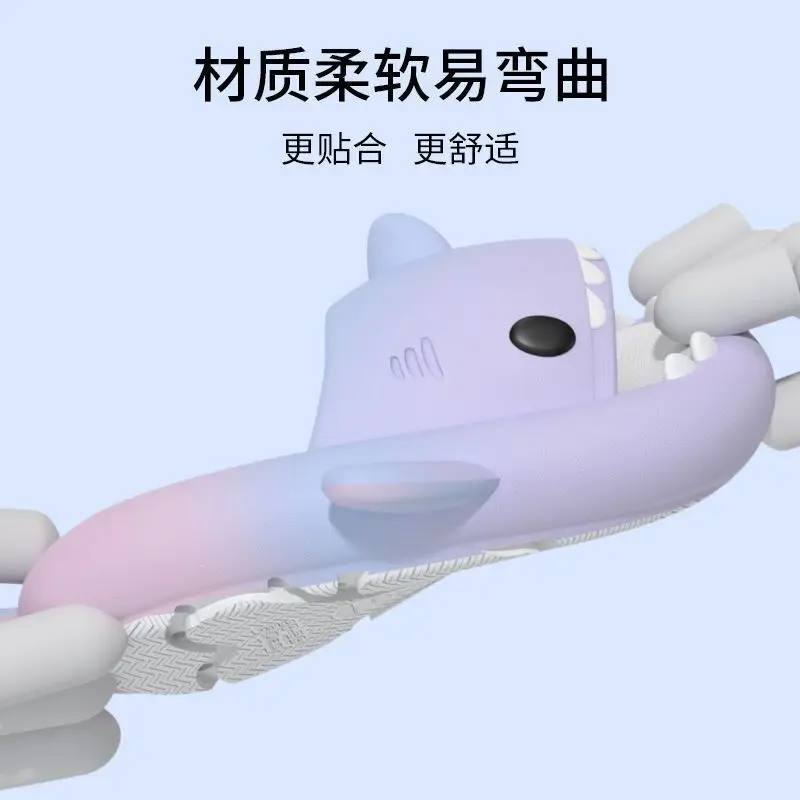 Children's Cartoon Shark Lovely Beach Slippers for Girls Rainbow 2023 Summer New Breathable Non Slip Princess Sandals Non-slip