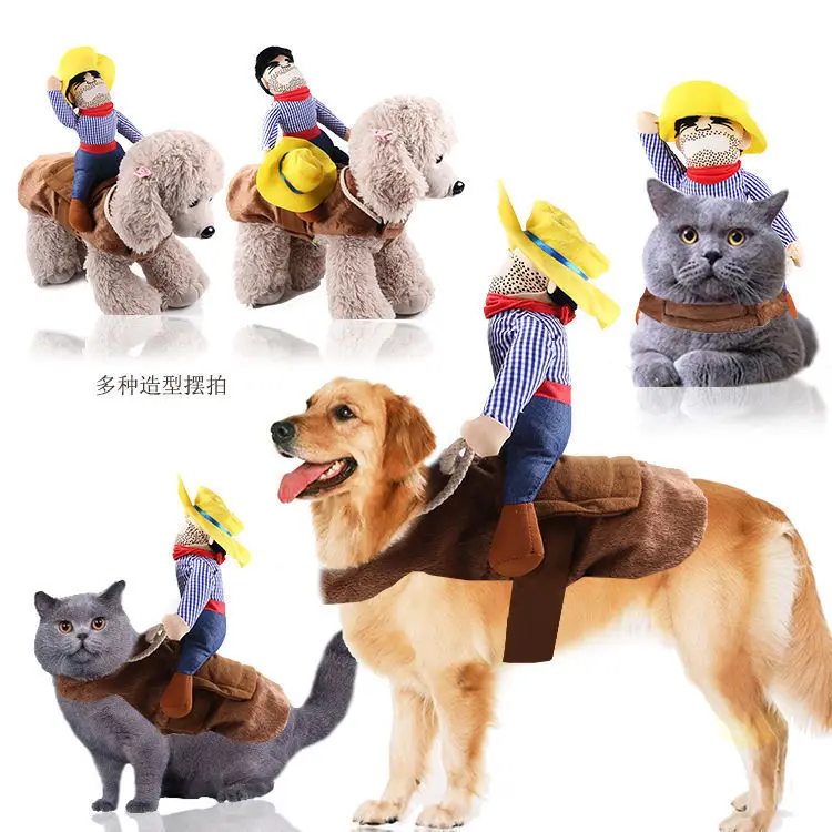 

Pet Autumn and Winter Funny Medium To Large Dog Golden Hair Big Riding Halloween Dress Cat Christmas Clothes