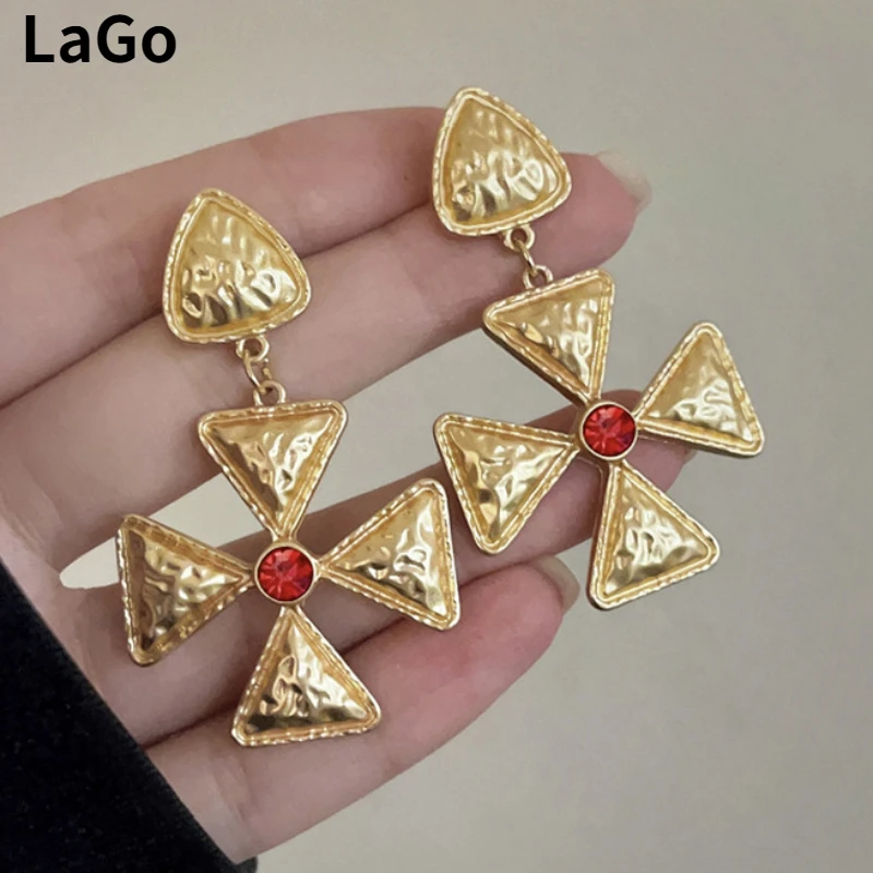 

Trendy Jewelry 925 Silver Needle Gold Color Earrings Vintage Temperament Elegant Temperament Metal Earrings For Women Girl