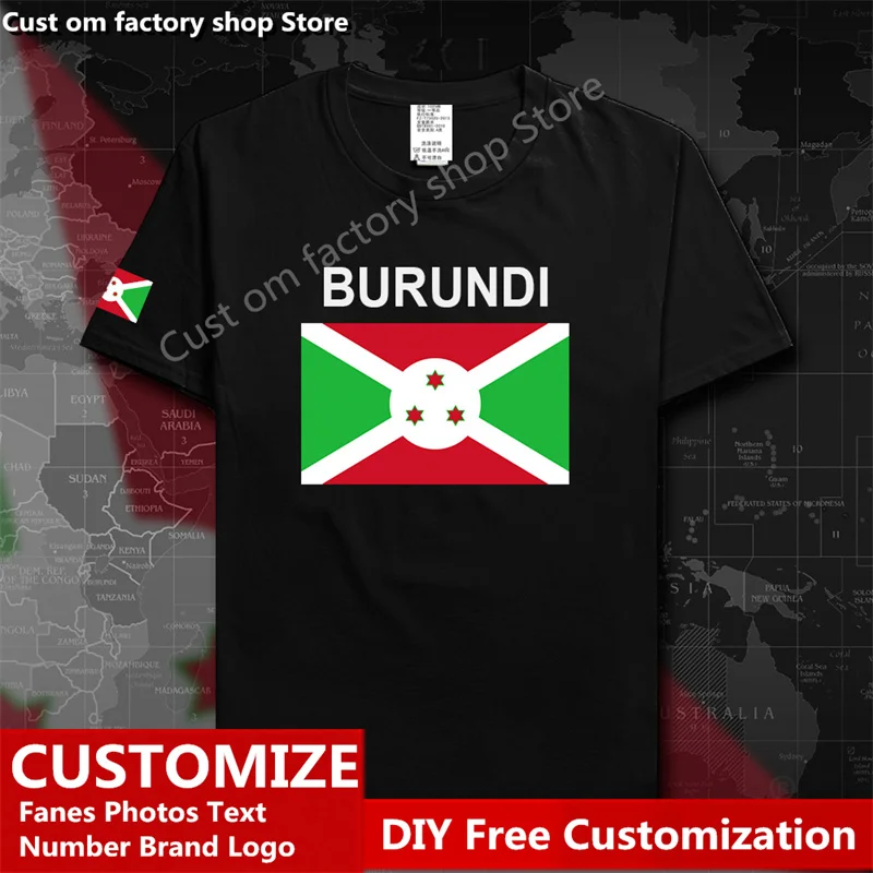 

Burundi Burundian Cotton T shirt Custom Jersey Fans DIY Name Number LOGO Tshirt High Street Fashion Hip Hop Loose Casual T-shirt