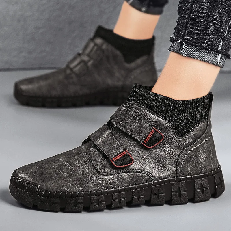 

Мужские повседневные туфли, плоская подошва, однотонные, сохраняющие тепло круглые, Нескользящие и водонепроницаемые дышащие, спортивная о...