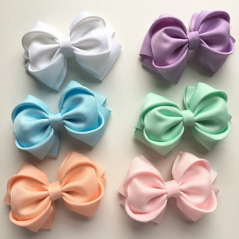 

30 Pieces 4 Inch Grosgrain Ribbon Baby Girls Hair Bows Clips Hand Customize Hair Accessories