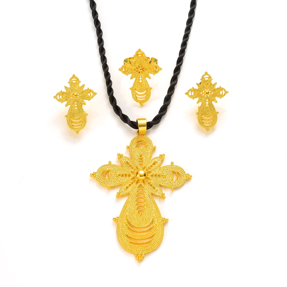 

Bangrui Trendy Ethiopian/ Eritrea/Habesha Jewelry Cross Sets for African Women Traditional Holiday Party
