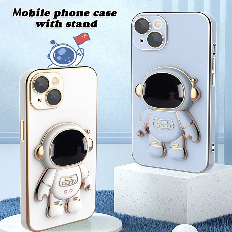 

Astronaut Phone Case Full Cover Phone Case With 3d Folding Kickstand Phone Bumper Spaceman Camera Protection Protector Silicone