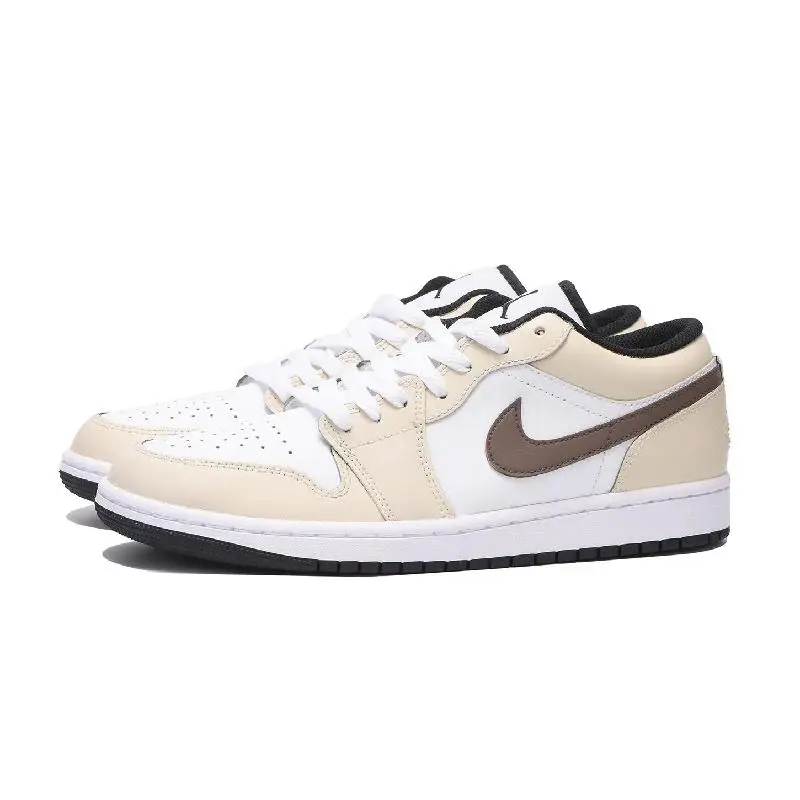 【Настроить】Винтажные баскетбольные кроссовки Air Jordan 1 мужские бежевые с низким