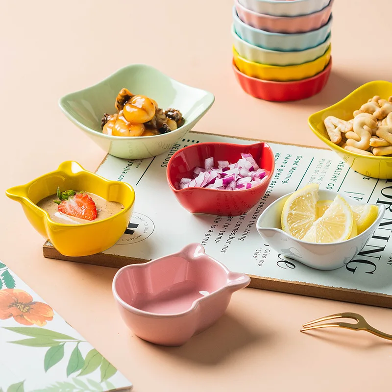 

Creative Bear Ceramic Tableware Small Plate Japanese Kitchen Multifunctional Seasoning Plate Soy Sauce Vinegar Dip Bowl Snack