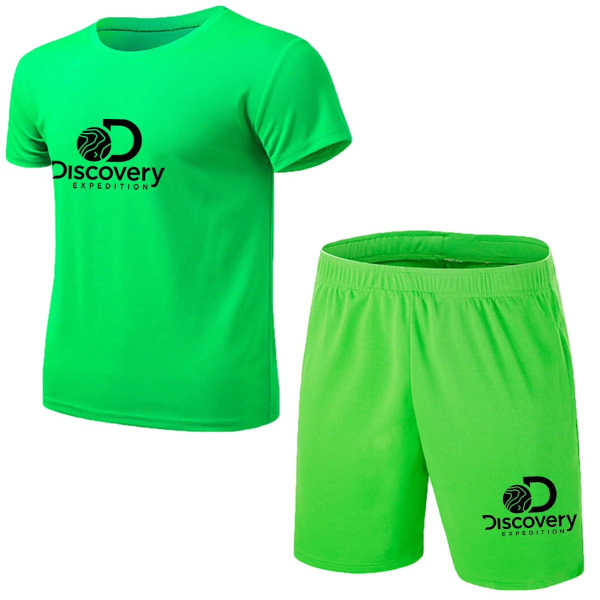 Discovery summer hot sale Short sleeve men's suit men's T-shirt short sleeve + shorts Breathable print 2-piece beach jogging set