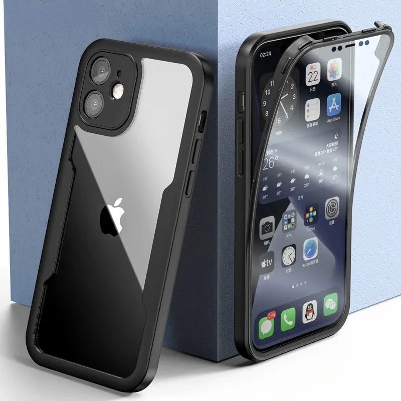 

360 Full Protective Phone Case For IPhone 14 13 12 11 Pro 13 mini XR XS Max Double Sided Soft Cover For IPhone 7 8 Plus SE 2020