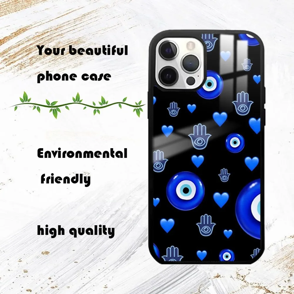 Blue Eye Nazar Boncugu Evil Phone Case For iPhone 16 15 14 13 12 11 Pro Max Plus Mini PC Fashion High Quality mirror phone case