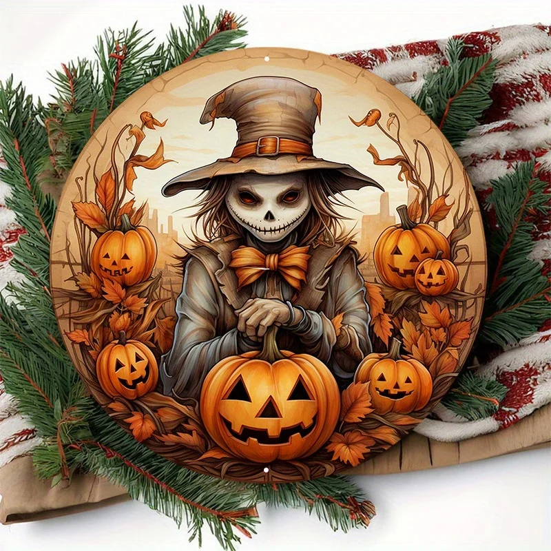 1 шт. 8x8 дюймов алюминиевый металлический знак осенний тимьян венок оранжевый