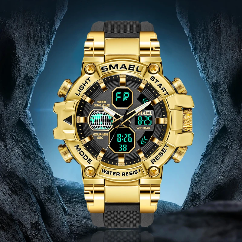 

SMAEL Sport Watches for Men Watch New Military Army 50M Waterproof Auto Date Alarm Clock Quartz Wristwatches Digital Light Watch