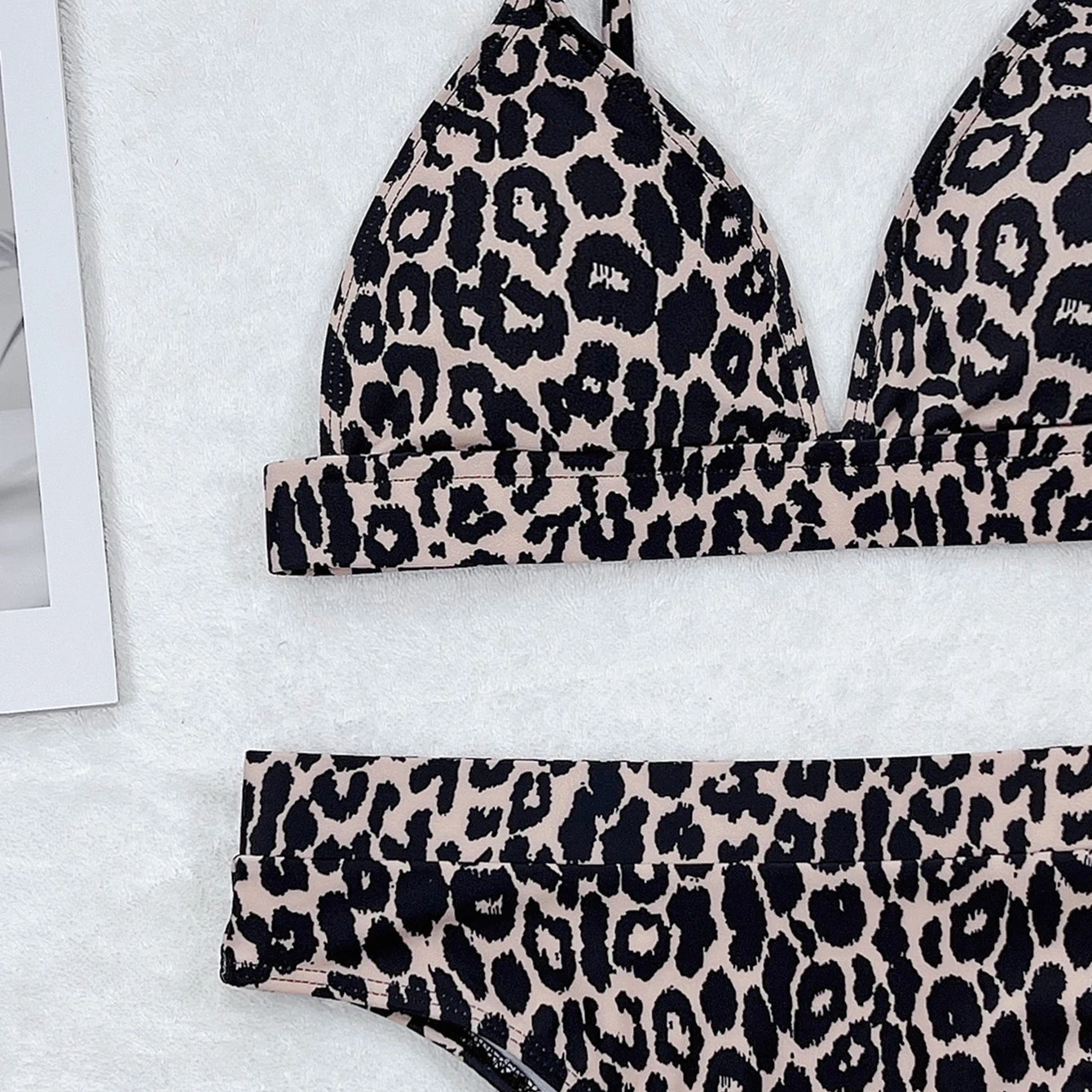 Бикини женское с высокой талией пикантный раздельный купальник леопардовым
