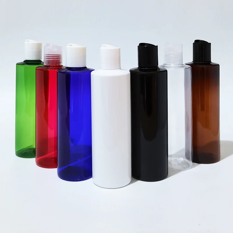 

30pcs 250ml Empty white black plastic shampoo Liquid soap bottles with disc lid,essential oils cosmetic packaging shower gel