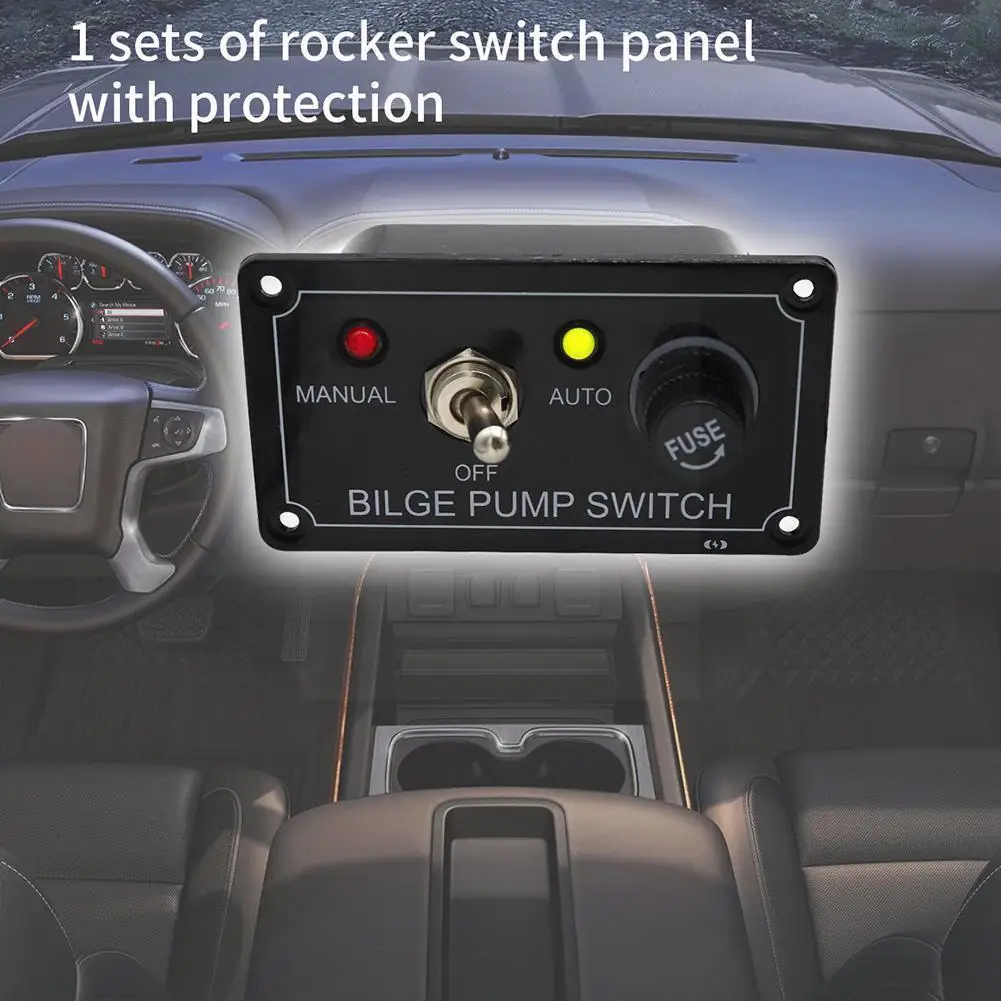 

Marine Boat Bilge Pump Switch W/LED Light Indicator Panel, Way Control Fuse DC12v,with MANUAL-OFF- - AUTO 3 V1I1