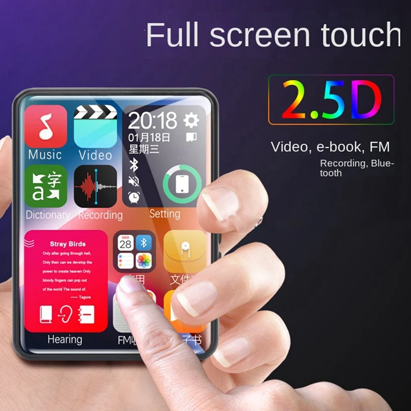 

2.4 Inch Touch Screen MP3 Player Black Metal Hifi Bluetooth Lossless Audio Recorder FM Radio Mp4 Video Player Ebook