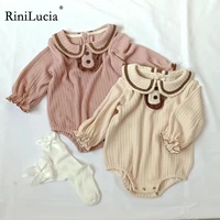 rinilucia newborn bodysuit 2022 long sleeve boys girls outfits infant toddler knit ruffle jumpsuit clothes autumn bodysuits