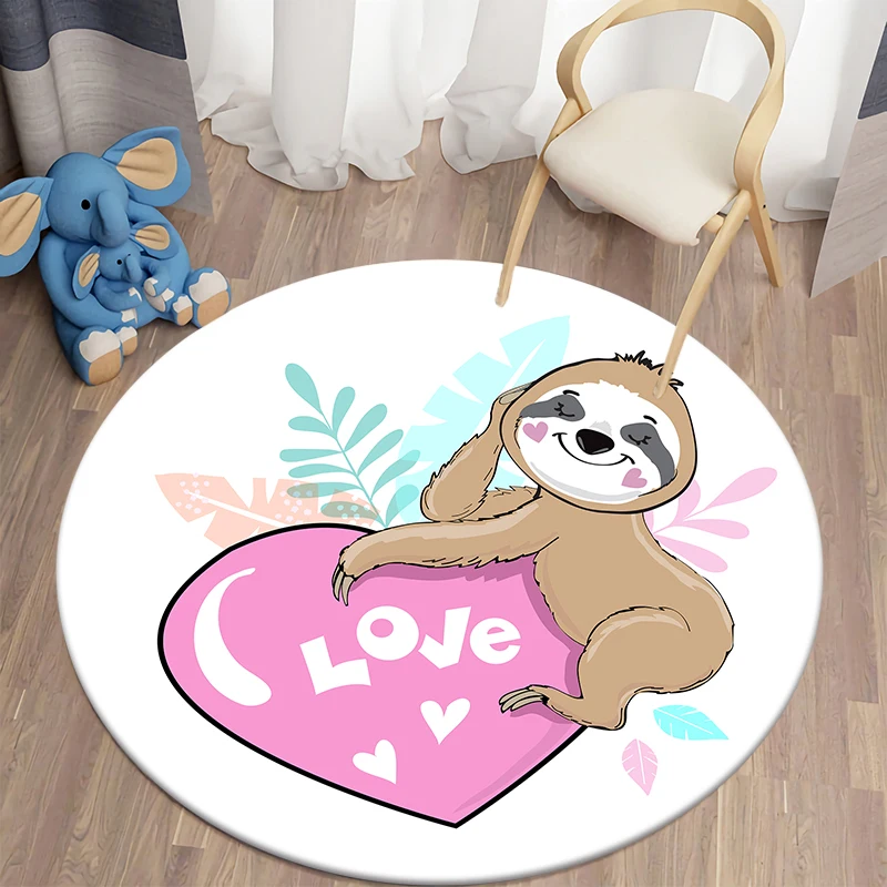 

Sloth Animal Kawaii Printed Round Carpet Children's Living Room Mat Floor Mat Yoga Mat Bedroom Chair Non Slip Mat New Year Gift