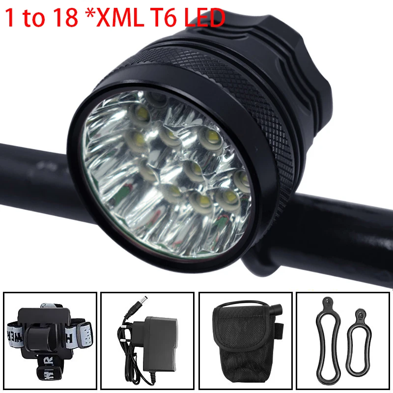 

Bicycle Light 1-18*T6 LED Bike Rechargeable Battery Pack Mountain Road Cycling Front Lights Cycle Accessories Luz Bicicleta