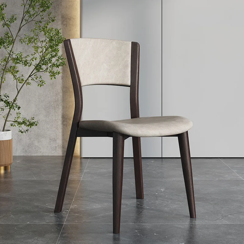 

Nordic Light Dining Chairs Soft Upholstered Wooden Comfortable Chairs High Back Dining Room Eetkamerstoelen House Furniture