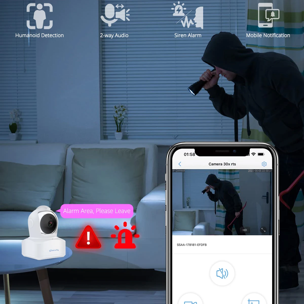 4-мегапиксельная Wi-Fi PTZ-камера для дома, купольная IP-камера для умного ...
