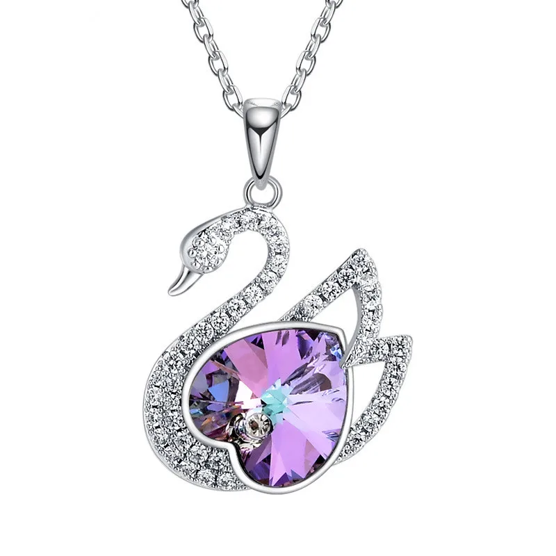 

2023 Necklace for Women Clavicle Chain Austrian Crystal Necklace Female Swan Pendant Jewelry Wholesale Jewelry