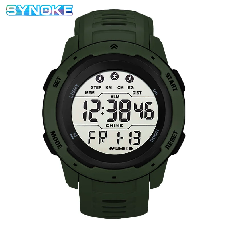 

SYNOKE Watch Men 50M Waterproof Outdoor Sport Clock Big Dial Digital LED Display Watch Casual Style Reloj De Hombre