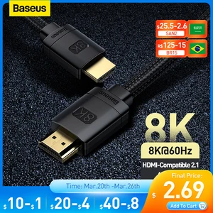 Imported Baseus HDMI-Compatible Cable for Xiaomi Mi Box 48Gbps Digital for PS5 PS4 8K 2.1 4K 2.0 HDMI-Compati