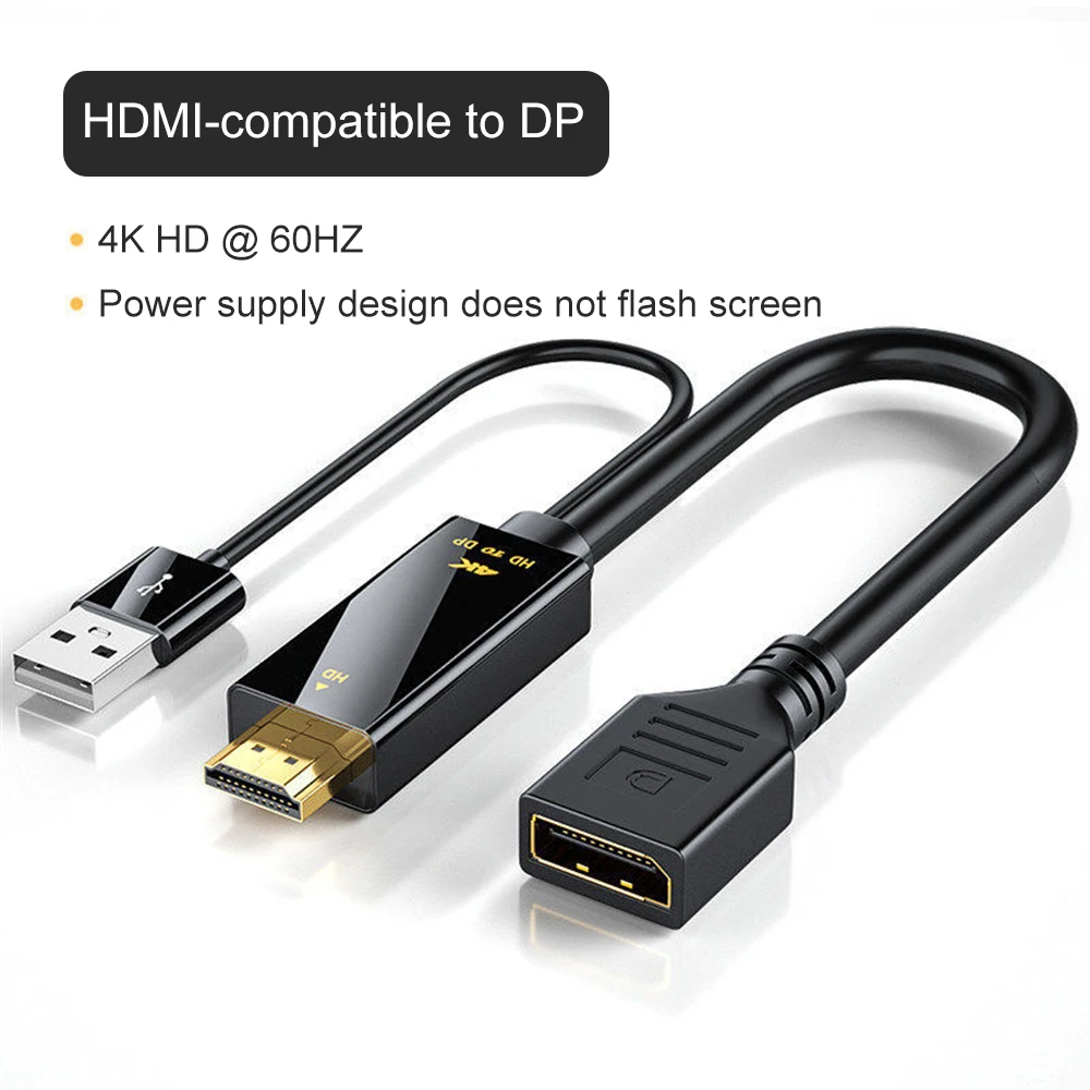

Портативный HDMI-совместимый с Dp конверсионной линией 4k * 60hz Usb зарядный кабель Displayport 3840*2160p Hd адаптер Офисные инструменты