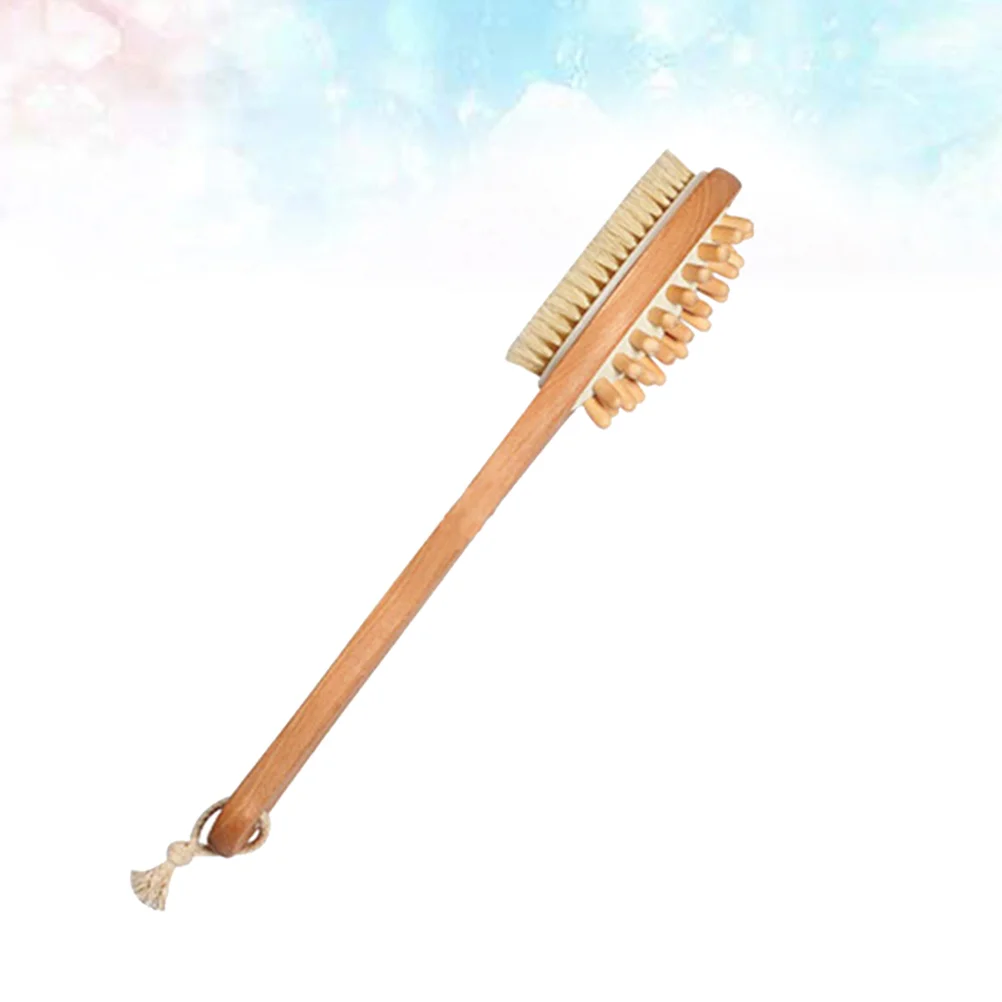 

1pc Shower Brush Bristles Durable Handle Double-sided Wooden Bath Body Scrub Brush for Women