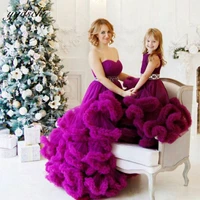 puffy purple flower girls dresses for weddings sleeveless bridesmaids birthday party dresses formal evening party gown with belt