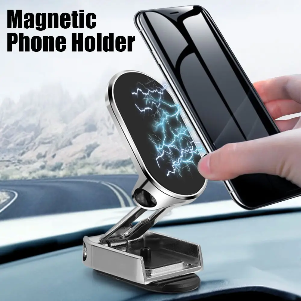 

Home Metal Universal Cell Phone Support Car Mount Smartphone 360° Rotation Car Phone Holder Foldable Magnetic
