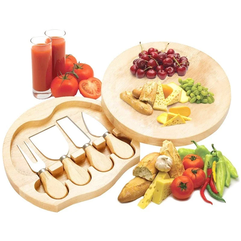 

4 Cheese Knives Set Cheese Cutlery Steel Stainless Cheese Slicer Cutter Wood Handle Mini Knife,Butter Knife,Spatula& ForK