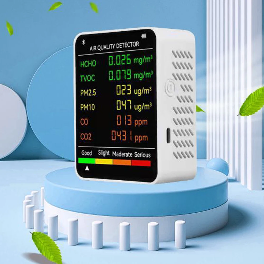 Тестер CO2 6 в 1 детектор качества воздуха PM2.5 PM10 HCHO TVOC CO углекислого газа с большим