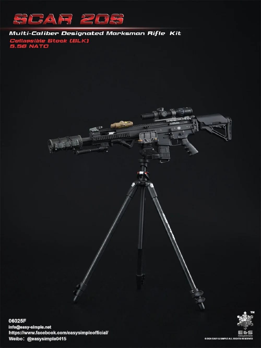 

In Stock EASY&SIMPLE 1/6 ES 06025 SCAR 20S Series Weapon Model F Sniper Main Weapon Full Set Accessories For 12inch Body Figure
