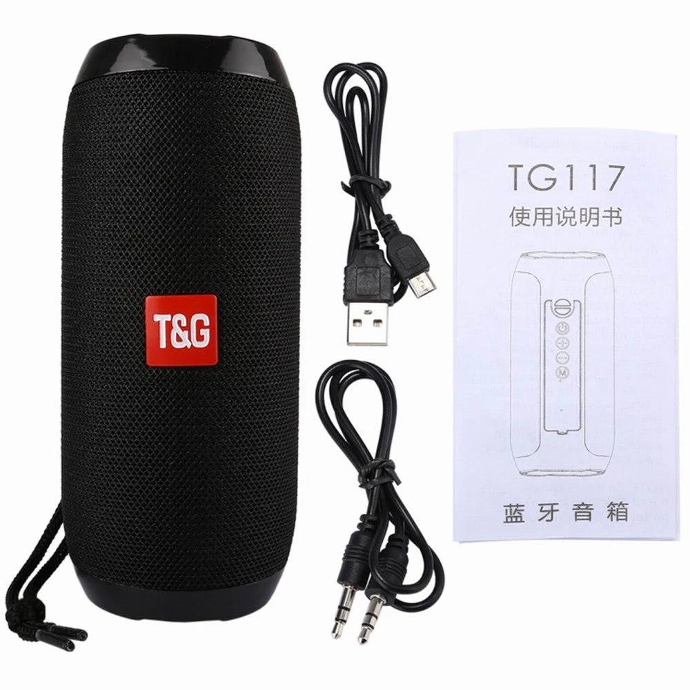

TG117 Portable Bluetooth Speaker Wireless Bass Column Subwoofer Waterproof Stereo Loudspeaker Outdoor Music Box TF Card FM Radio