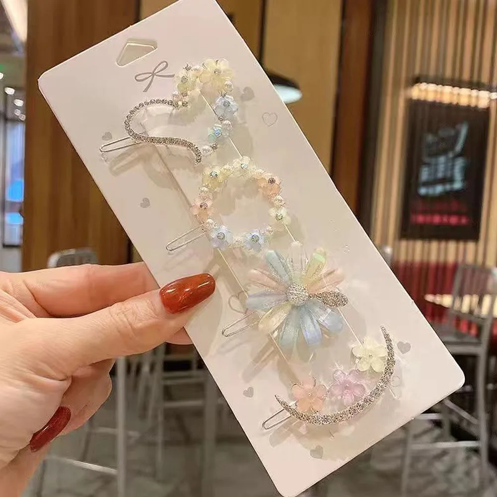 

Sweet Girl Heart Love Hair Clip With Bangs Cute Side Frog Buckle Side Clip Hair Clip Rhinestone Barrettes Hair Accessories