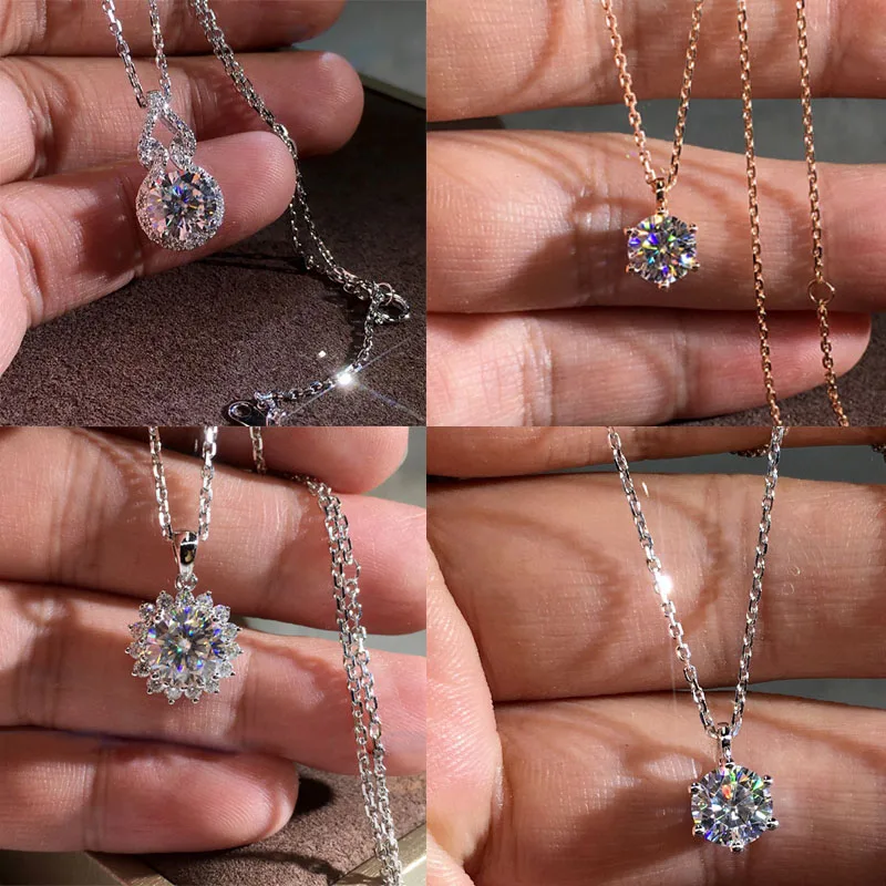

Round AAA Sparkling Zircon Necklace Silver Color Geometric Crystal Pendant Necklace for Women Engagement Jewelry