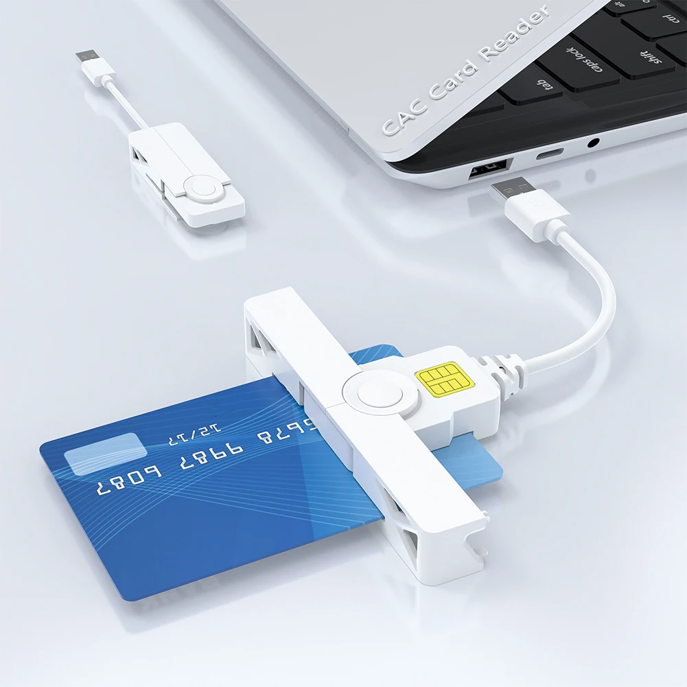 

USB2.0/Type-C Bank Chip Card Reader Portable Common Access Card Reader Foldable Compatible for Windows/Mac OS/Android