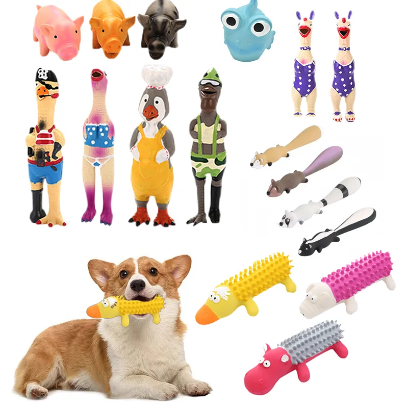 Dog Squeaky Rubber Toys Dog Latex Chew Toy Chicken Animal Bite Resistant Puppy Sound Toy Dog Supplies For Small Medium Large Dog