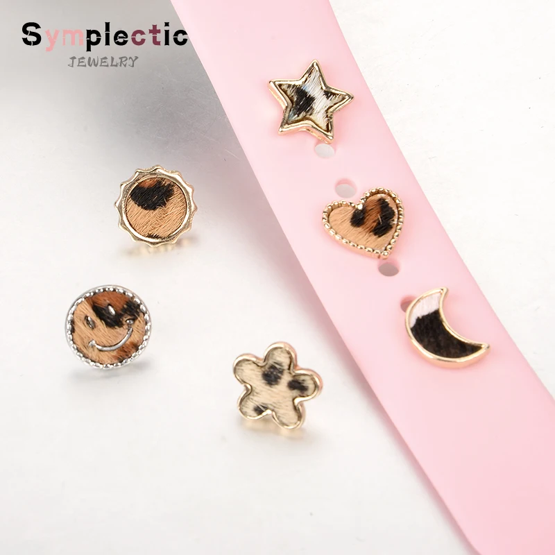 Metal Decorative Charms For Apple Watch Series 7 Accessories  Strap 40/42/44mm Bracelet Moon Flowers Love for iwatch Sport Strap