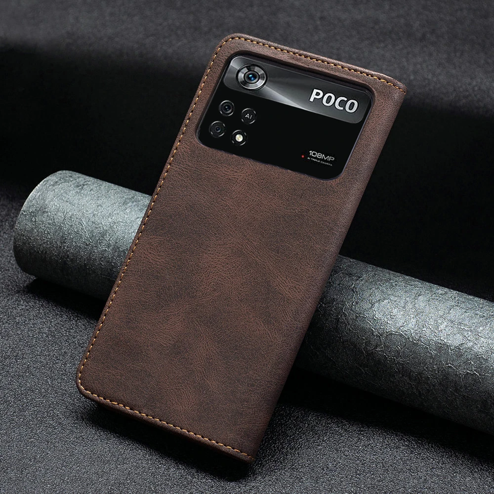 Чехол-книжка Poco X3 Pro X4 M 4 текстурный кожаный магнитный чехол-книжка с блоком RFID для