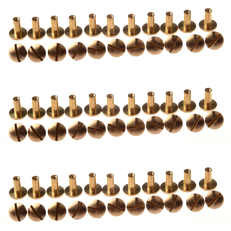 

20X Arc Solid Brass Button Stud Screw Nail Screw Back Leather Rivet Belt 10Mm