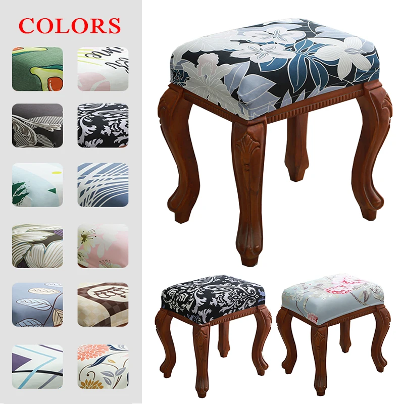 

1Pcs Stool Chair Covers European Round Square Dressing Stool Chair Case Slipcover Spandex Stretch Elastic Make Up Seat Covers