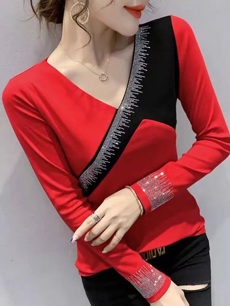 Элегантный комплект с бриллиантами повседневный M-3XL женский весенне-летний