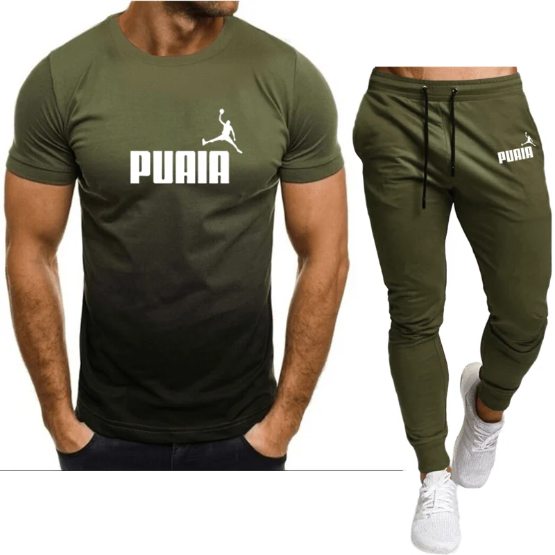 2023S Hot Selling New Men's Knitwear+Pants Set Men's Sports Set Brand Logo Printing Casual Fashion Cotton Short Sleeve T-shirt S